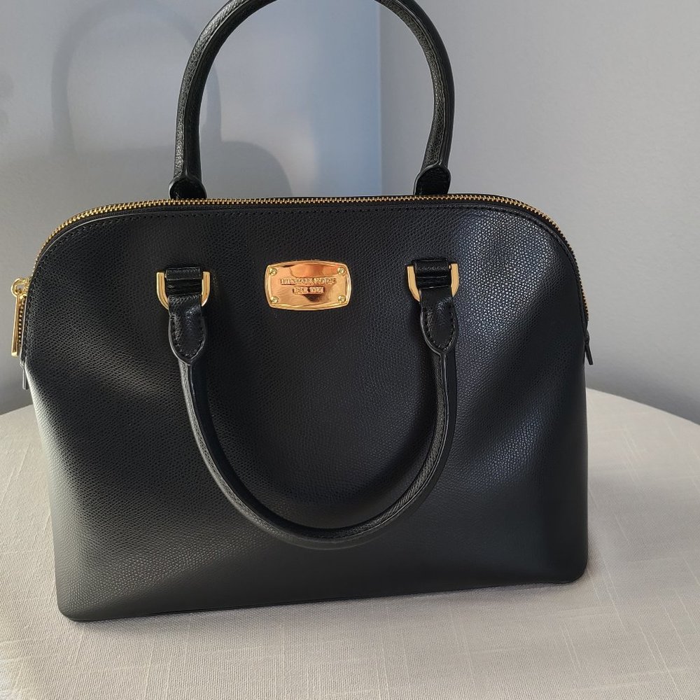 Michael Kors black/gold leather satchel
